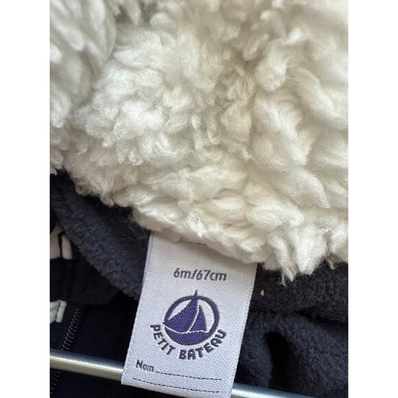 Petit Bateau Microfibre Snowsuit with Sailor Stripes Size 6 months - Picture 3 of 6